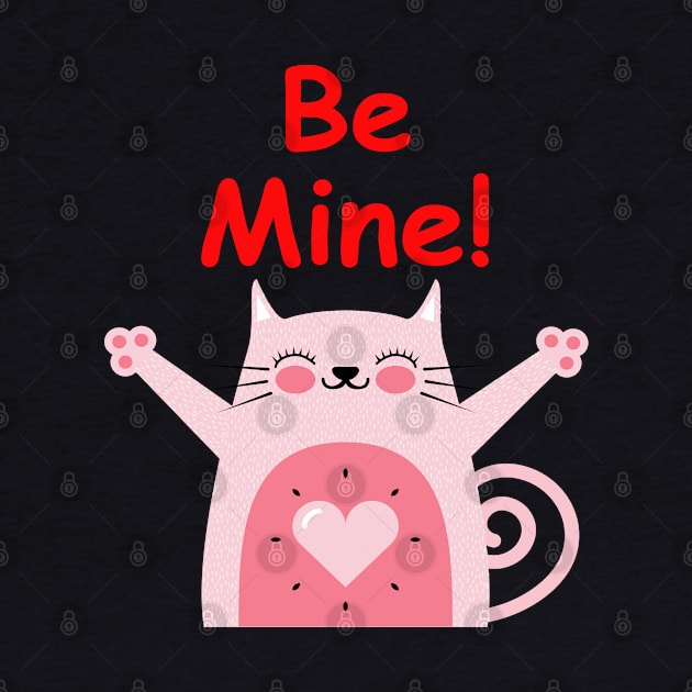 Valentines Day Cat T shirt Be Mine Cat Hug Me by amitsurti